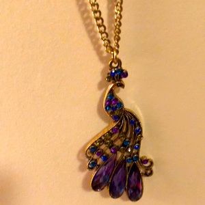Peacock necklace with golden chain